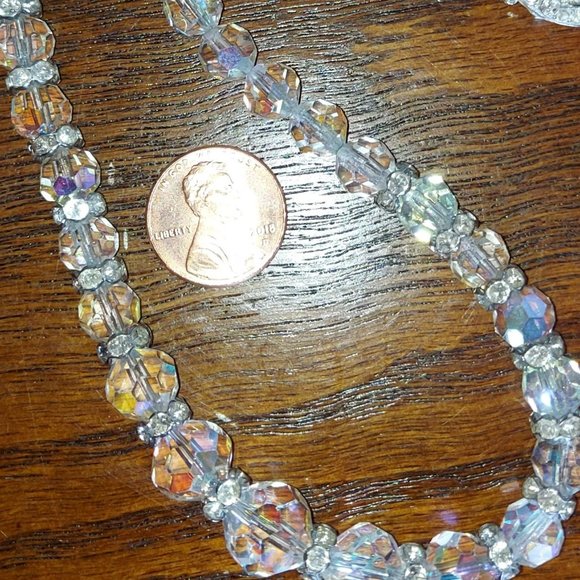 Vintage Crystal Necklace with Rhinestone Rondells Newly Cleaned & Restrung - Picture 2 of 5